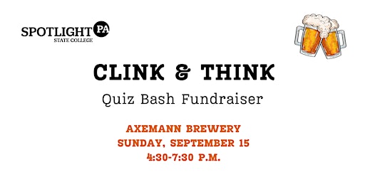 Imagem principal do evento “Clink and Think” Quiz Bash Fundraiser with Spotlight PA
