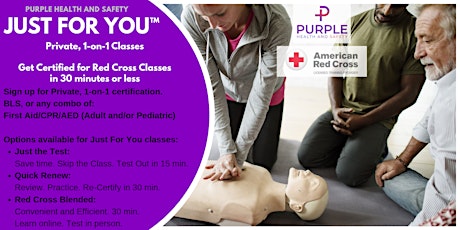 Just for One™. Private 1-on-1 Red Cross Classes in 30 minutes! primary image