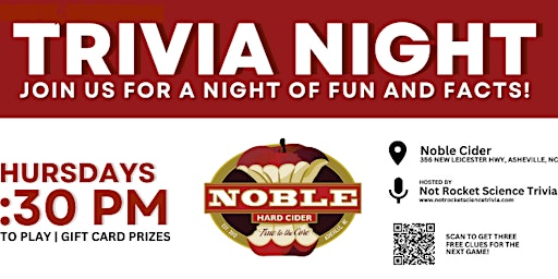 Imagem principal do evento Noble Cider Trivia Night