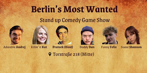 Imagen principal de Berlin's Most Wanted: Stand up Comedy Game show in an Art Gallery (English)