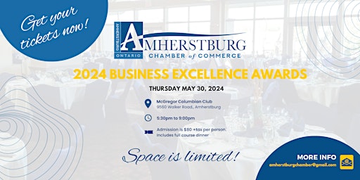Primaire afbeelding van 19th Annual Amherstburg Chamber of Commerce Business Excellence Awards