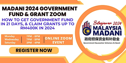 Imagen principal de Madani 2024 Government SME Funds  & Grants Zoom Webinar