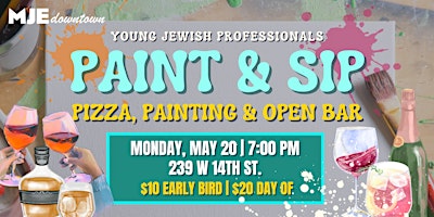 Primaire afbeelding van MJE Downtown | Paint & Sip Social for YJPs: Pizza, Painting, Open Bar