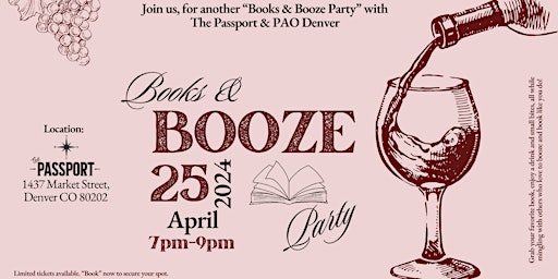 Imagem principal do evento Books & Booze Event with The Passport & PAO Denver