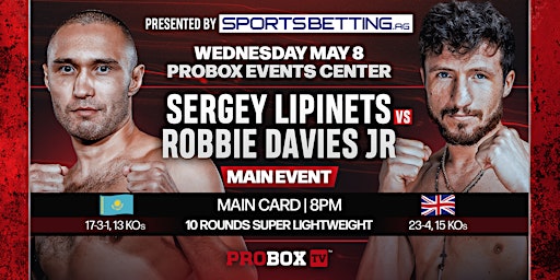 Imagem principal do evento Live Boxing - Wednesday Night Fights! - May 8th - Lipinets vs Davies
