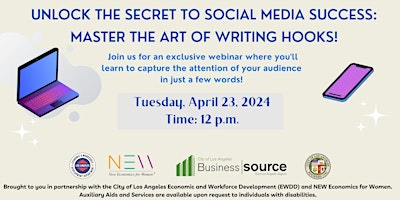 Imagem principal do evento Unlock the Secret to Social Media Success: Master the Art of Writing Hooks!