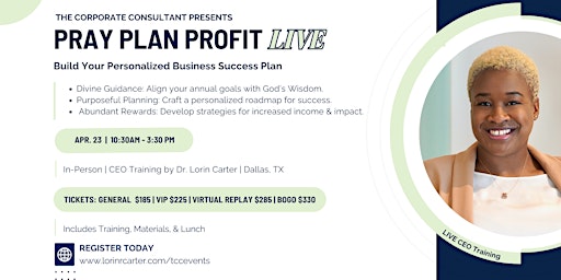 Image principale de Pray Plan Profit LIVE