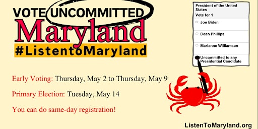 Primaire afbeelding van Listen to Maryland:  Fighting for Gaza and the power of voting Uncommitted