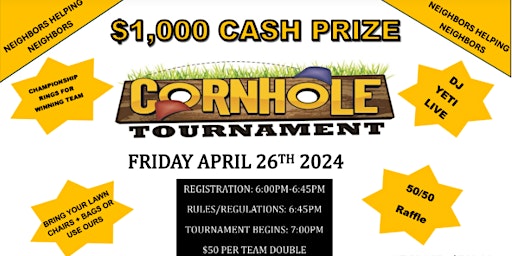 Imagem principal do evento $1K Cash Cornhole Tournament, Family Lost Home in Devastating Fire