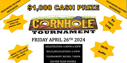 Image principale de $1K Cash Cornhole Tournament, Family Lost Home in Devastating Fire