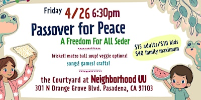 Immagine principale di Passover for Peace: A Freedom for All Seder at Neighborhood UU 