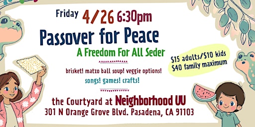 Primaire afbeelding van Passover for Peace: A Freedom for All Seder at Neighborhood UU