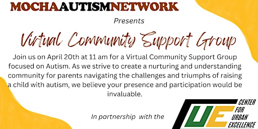Primaire afbeelding van Mocha Autism Network Community Support Group Meeting