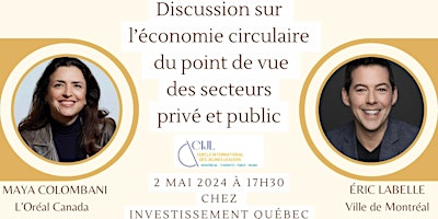 Imagem principal de Discussion sur l'économie circulaire avec Maya Colombani et Éric Labelle