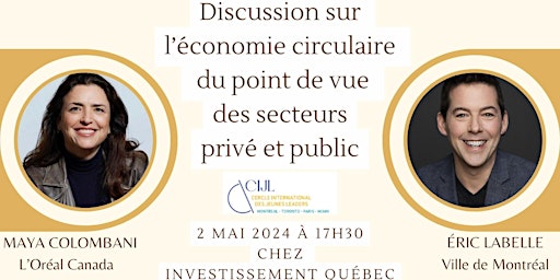 Hauptbild für Discussion sur l'économie circulaire avec Maya Colombani et Éric Labelle