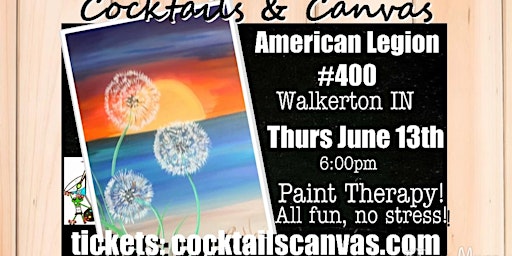 Primaire afbeelding van "Dandelions at Sunset" Cocktails and Canvas Painting Art Event