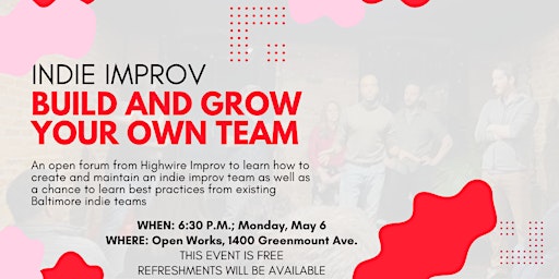 Imagen principal de Indie Improv: Build and Grow Your Own Team