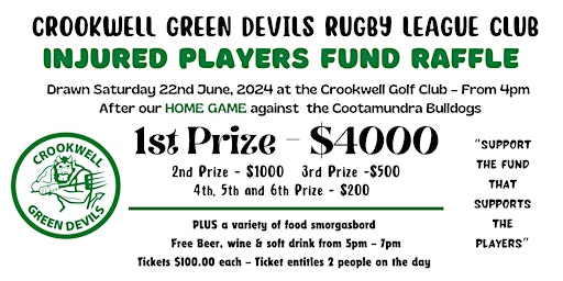 Crookwell Senior Green Devils Injured Players Fund primary image