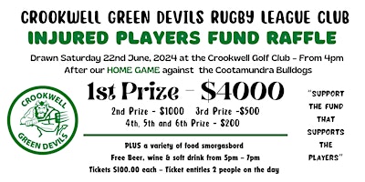 Immagine principale di Crookwell Senior Green Devils Injured Players Fund 