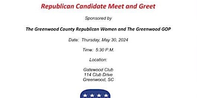 Imagem principal do evento Greenwood Republican Candidate Meet and Greet