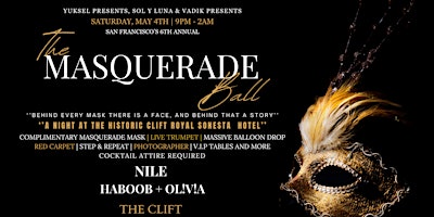 Primaire afbeelding van 6th Annual Masquerade Ball at The Historic Clift Hotel-MASSIVE BALLOON DROP