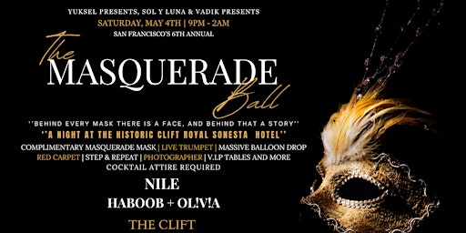 Hauptbild für 6th Annual Masquerade Ball at The Historic Clift Hotel-MASSIVE BALLOON DROP