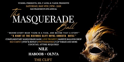 Primaire afbeelding van 6th Annual Masquerade Ball at The Historic Clift Hotel-MASSIVE BALLOON DROP