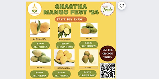 Imagem principal do evento Shastha Mango Fest '24 on Saturday, April 20th at 2 PM - 5 PM