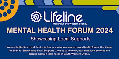 Lifeline MWS Annual Mental Health Forum: Showcasing Local Supports primary image