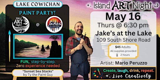 ART Night with Mario is back!  Join us at Jake's and let's get creative Laketown!! primary image