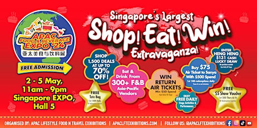 Primaire afbeelding van APAC Food & Beverage Expo 2 - 5 May @ Singapore EXPO Hall 5 | Free Entry!