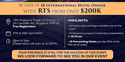 Imagem principal do evento Embark on a Voyage to Wealth: JB City Center Hotel/Property Investment