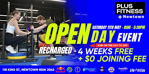 Imagem principal do evento Plus Fitness Newtown Open Day Event - Recharged Fitness