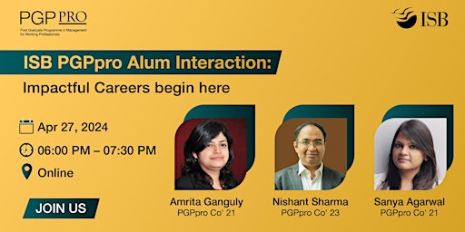 Imagem principal do evento ISB PGPpro Alum Interaction: Impactful Careers begin here