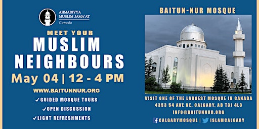 Imagem principal do evento Meet Your Muslim Neighbours - Baitun Nur Mosque Calgary