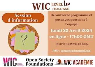 Session d'informaion " WIC LEVEL UP CHALLENGE "