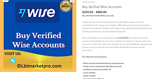 Hauptbild für Buy Wise Accounts 100% Verified TransferWise account For Sell