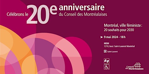 Imagem principal do evento 20e anniversaire du Conseil des Montréalaises