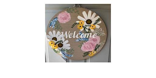 Welcome Flower Painting on Wood  primärbild