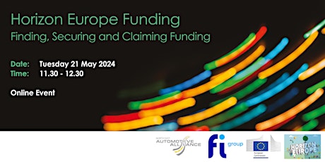 Horizon Europe Funding Webinar - Finding, Securing and Claiming Funding primary image