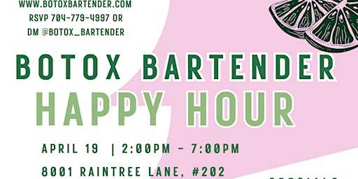 Imagem principal do evento Botox Bartender Happy Hour - Celebrating 1 Year