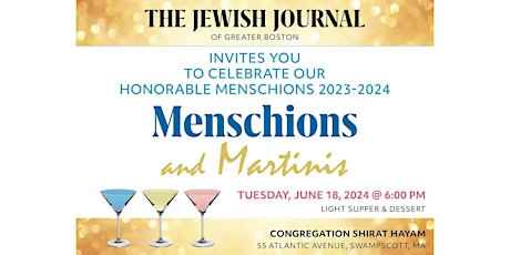 Primaire afbeelding van The Jewish Journal of Greater Boston Honorable Menschions Celebration