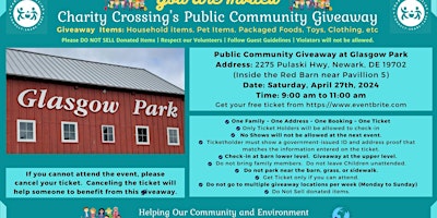 Imagen principal de Charity Crossing's Community Giveaway at Glasgow Park, Newark, Delaware