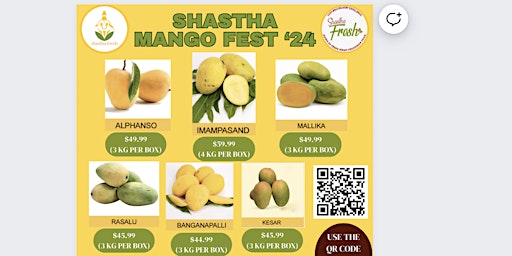Image principale de Shastha Mango Fest '24 on Saturday, April 20th at 2 PM - 5 PM