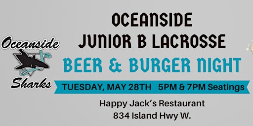 Imagen principal de Oceanside Jr Lacrosse Burger & Beer Fundraiser