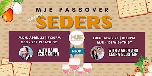 MJE 20s 30s Passover Seders 2024 1st Night 239 W 14th, 2nd Night 131 W 86th  primärbild