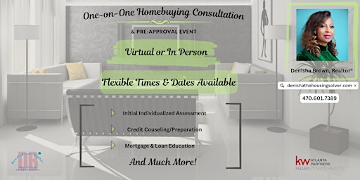 Primaire afbeelding van One on One Homebuying Consultation & Pre-Approval Event