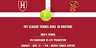 Imagem principal de Harvard Men's Tennis - #13 Harvard hosts #27 Princeton