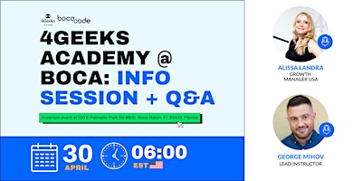 Imagem principal do evento 4Geeks Academy @ Boca: Info Session + Q&A