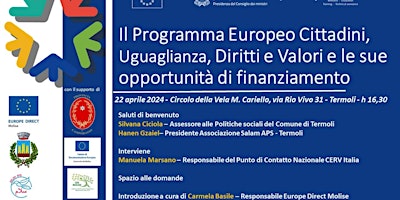 Primaire afbeelding van Infoday sul Programma CERV Cittadinanza, diritti, uguaglianza e valori